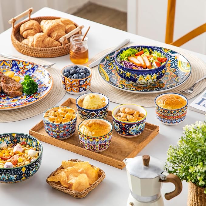 vancasso 6 Oz Ramekins Oven Safe Set of 6, Ceramic Baking Souffle Dishes | - Image 6