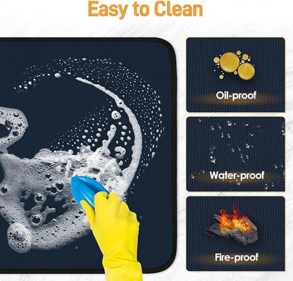 Heat Resistant Mat for Air Fryer, 15 x 18in Heat Resistant Mat for Countertop, Fireproof Silicone Countertop Protector Appliance Slider for Air Fryer, Coffee Maker, Toaster, Oven - Blue