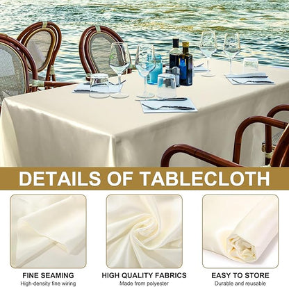 Moukeren 18 Pack Rectangle Tablecloths 58 x 102 Inch Table Cloth Reusable Washable Polyester Table Clothes Bulk for 6 ft Tables for Wedding, Party, Restaurant (Ivory White)