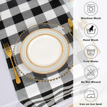ShinyBeauty 4 Packs Black & White Plaid Table Runners 13x72” Gingham Runner | - Image 5