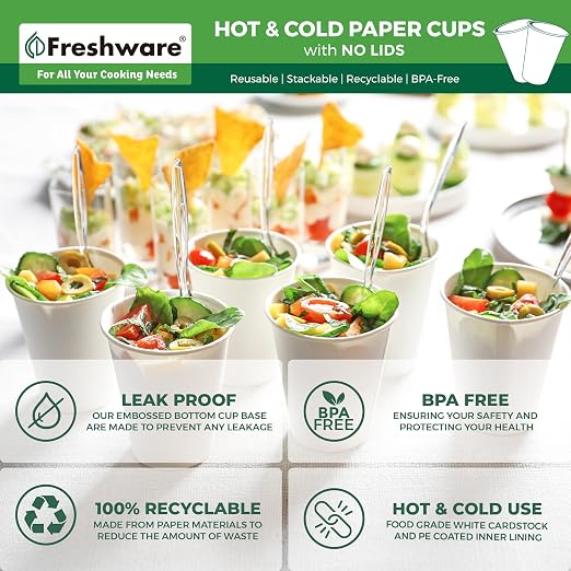 Freshware Coffee Cups 16 oz Disposable Paper Cups - Image 7