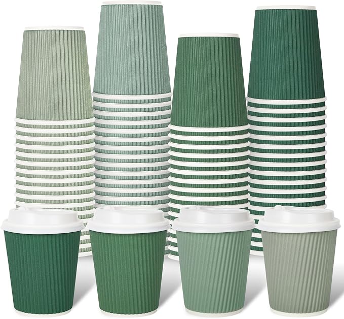 Whaline 100Pcs Sage Green Disposable Coffee Cups by Whaline