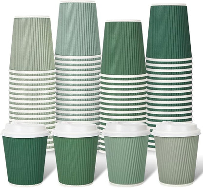 Whaline 100Pcs Sage Green Disposable Coffee Cups by Whaline