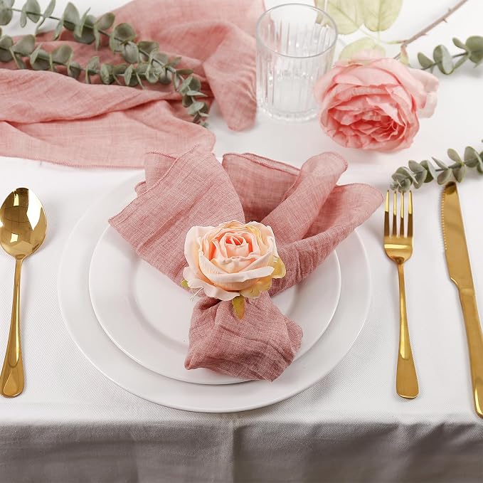Flower Napkin Rings Set of 8, Handmade Rose Napkin Holder - Image 3