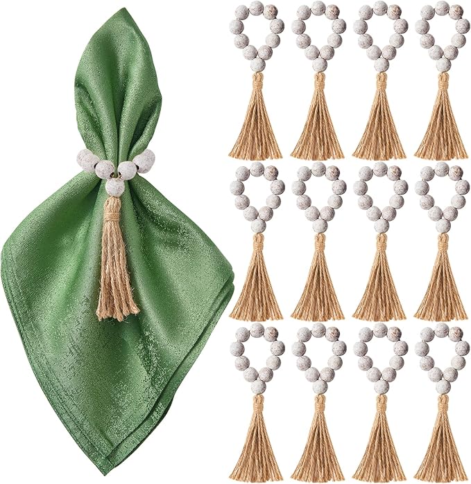 APTWOW Napkin Rings Set of 12, Wooden Napkin Rings by APTWOW