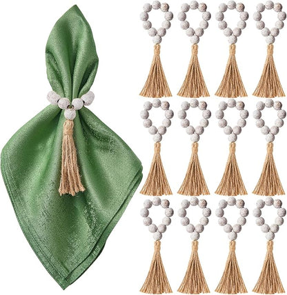 APTWOW Napkin Rings Set of 12, Wooden Napkin Rings by APTWOW