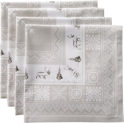 Maison d' Hermine Cloth Napkins Set of 4 100% Cotton for Thanksgiving Christmas Decorations Everyday Reusable Square Fall Napkins Cloth Washable Dinner Party (Cozy Christmas, 20"x20")
