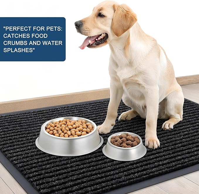 OLANLY Front Door Mat Indoor Outdoor Entrance, Waterproof Heavy Duty Doormat, Fade Resistant, Low Profile, Easy Clean Patio Porch Welcome Floor Mats for Entry, 71x30, Off-Black