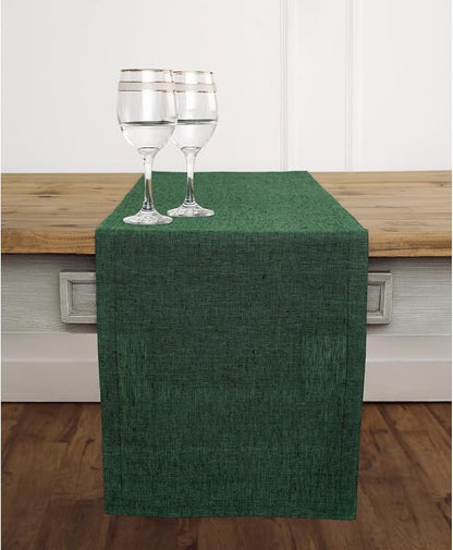 Solino Home 100% Pure Linen Table Runner Green Woven, Athena 14 x 72 in | Table - Image 2