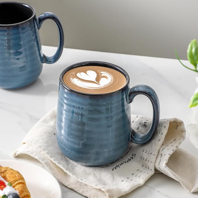 Coffee Mugs, 15 Ounce Ceramic Coffee Mug Set of 6, Reactive Glaze Tea Cups - Image 7