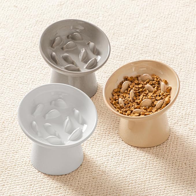vancasso Ceramic Slow Feeder Cat Bowl, 6.25 Inch Elevated Cat Slow Feeder Bowl - Image 7