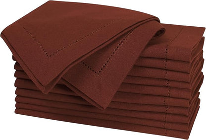 Bedding Craft Cotton Cloth Dinner Napkins Set of 12 – 18x18 Poppy Red with Frayed Fringe – Machine Washable Fabric Napkins for Weddings, Baby Showers, Parties & Daily Dining