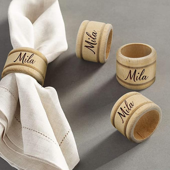My Personal Memories Custom Personalized Wooden Napkin Ring Holders - Image 6