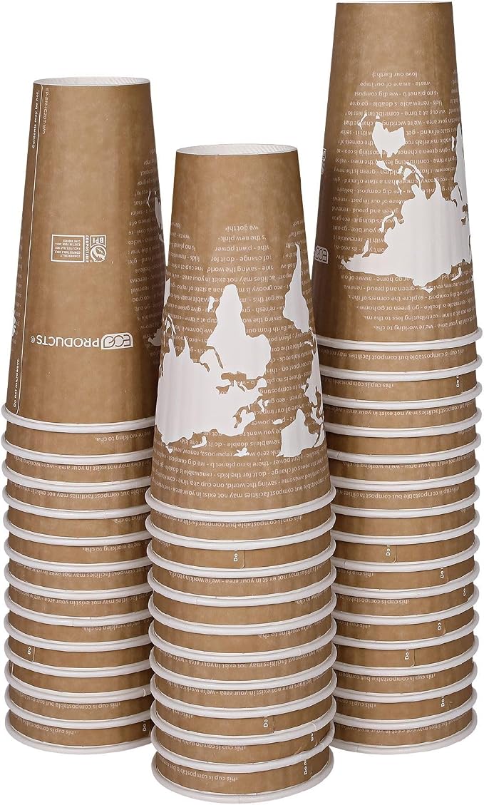 ECO PRODUCTS Compostable Disposable Insulated World Art 20oz Large Coffee Cups by Eco-Products