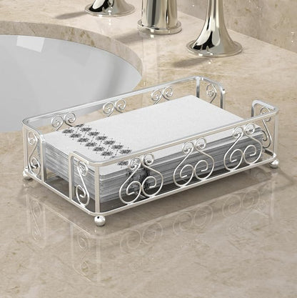 Guest Towel Holder Tray for Bathroom Countertop, Powder Room & Vanity Use - Image 2