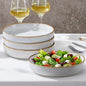 E-far Stoneware Pasta Bowls Set of 4, 35oz Double Reactive Glaze | Wide & by E-far