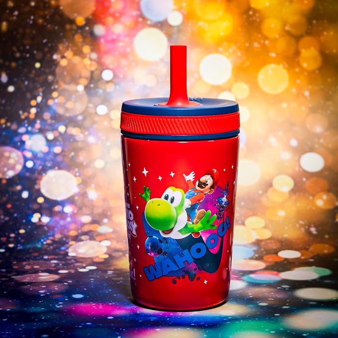 Zak Designs Super Mario Kelso 12oz Leak-Proof Toddler Straw Cup | BPA Free - Image 2
