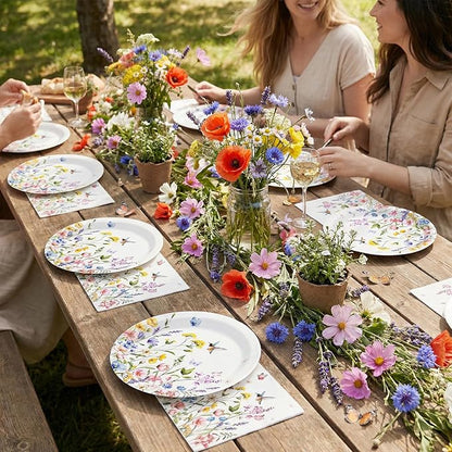 50 Pcs Wildflower Paper Plates and Napkins, Floral Party Decorations | 7 Inch - Image 6