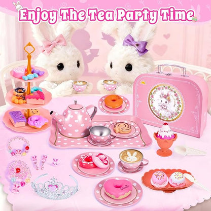 Hohosunlar Tea Party Set for Little Girls, Kids Tea Set for Toddler 3-5 6-8 | - Image 7
