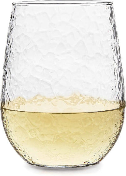 Libbey Hammered Stemless All-Purpose Wine Glasses, 17-ounce, Set of 8