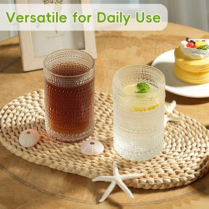 Moretoes 12 Oz Hobnail Drinking Glasses Set of 12 | Clear Highball Glasses Cups - Image 2