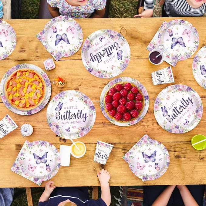 250 Pcs Butterfly Baby Shower Decorations, Serves 50 | A Little Butterfly is on - Image 6
