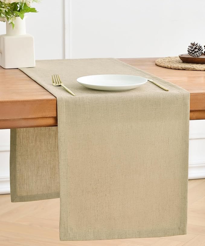 Wracra Linen Table Runner, Burlap Natural Table Runners 108 Inches Long | Rich by Wracra