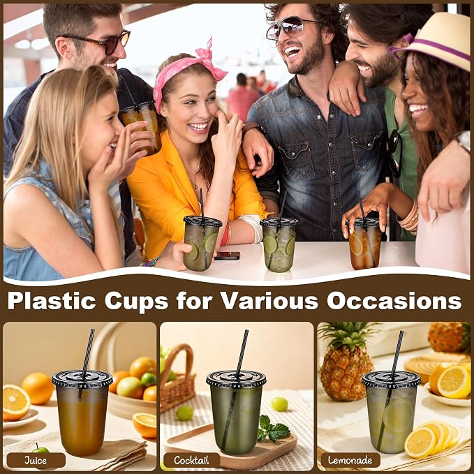 KesaPlan 50 Pack 16 oz Black Plastic Party Cups - Image 5