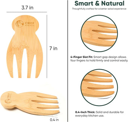 Bamboo Salad Hands Wooden Salad Serving Utensils – Natural Wood Salad Servers - Image 3