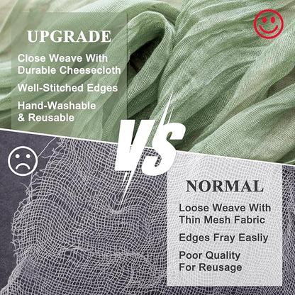 Cheesecloth Table Runner Sage Green 10FT Boho Gauze Table Runners | 120 Inch - Image 4