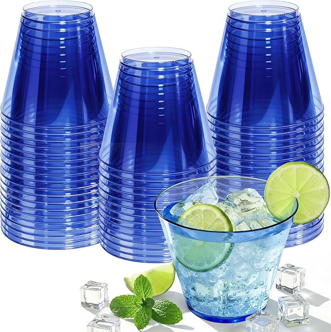 Glowserve 9 OZ Royal Blue Disposable Plastic Cups Cocktail Cup 50 Pack | Fancy by glowserve