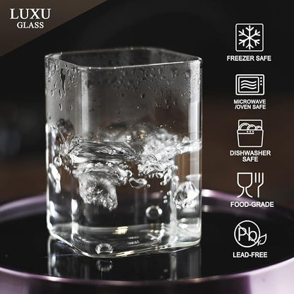 LUXU Drinking Glasses 8 oz, Square Beer Glass | Lead-Free Glassware, Water - Image 8