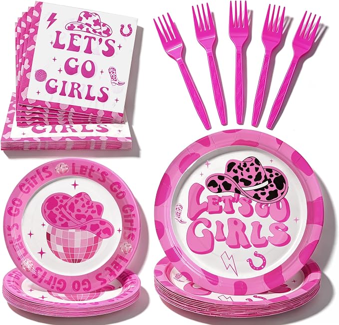 100 Pcs Disposable Let's Go Girls Party Tableware Set by Unknown