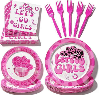 100 Pcs Disposable Let's Go Girls Party Tableware Set by Unknown
