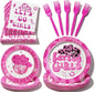 100 Pcs Disposable Let's Go Girls Party Tableware Set by Unknown