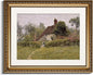 InSimSea Retro Gold Framed Wall Art, Home Room Countryside Old Cottages Vintage Wall Decor, Canvas Print Artwork, Farmhouse Country Decor, Antique Picture Frame Landscape Paintings, 13x16 Inch