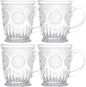 Vintage Glass Mugs Set of 4 – 10oz Vintage Coffee Mugs or Pressed Glass Tea Cup by Yungala