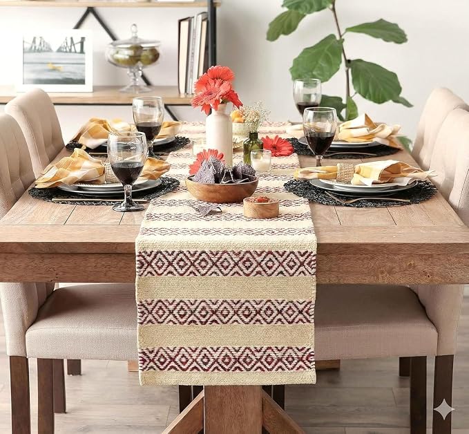 The Home Talk Handwoven Chocho Yarns Table Runner 4-6 Seater – Eco-Friendly by TheHomeTalk