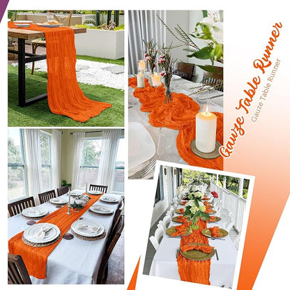 8 Pack Orange Cheesecloth Table Runners 20x120 Inch Gauze Table Runner 10FT - Image 5