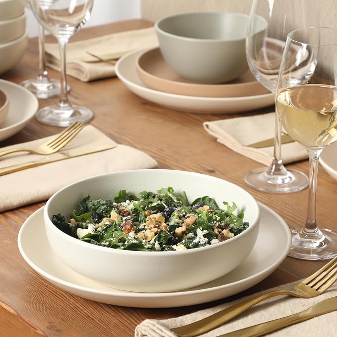 Gibson Elite Leeds Court Plates and Bowls Sets, 16-Piece Stoneware Dinnerware - Image 3