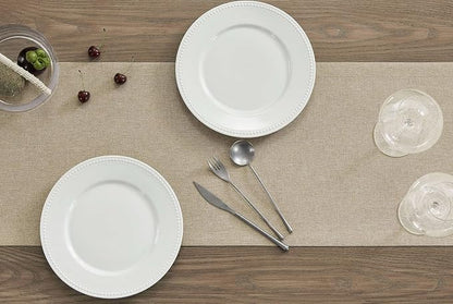 Basic Linen Style Table Runner, 14x60 Inch Natural | Mitered Corner Design - Image 3