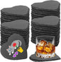 48 PCS Slate Drink Coasters Bulk,4 Inch Black Slate Stone Coasters for Office, Home Decor,Laser Engraving Blanks with Anti-Scratch Bottoms for Coffee Bar Kitchen Heart