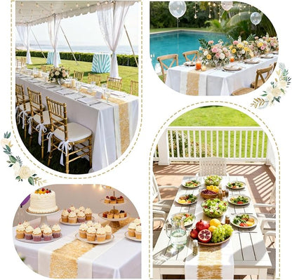 Metallic Style Gold Table Runner, Table Runners 48 Inches Long | Cotton Linen - Image 6