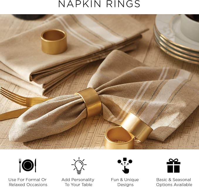 DII Decorative Geometric Napkin Ring Set, Triangle Band Silver - Image 7