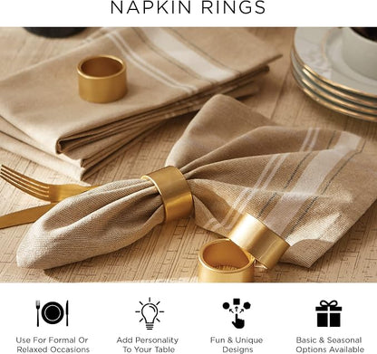 DII Decorative Geometric Napkin Ring Set, Triangle Band Silver - Image 7