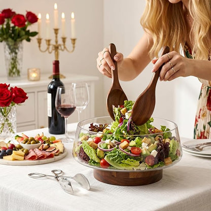 Large Glass Salad Bowl Set - Image 3