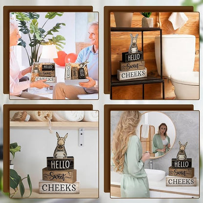 Moucuny 4 Pcs Donkey Bathroom Decor Set Farmhouse Bathroom Decor and - Image 6