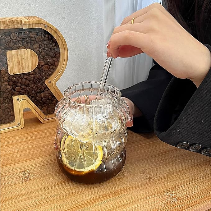 Ribbed Glassware Water Tumbler, Stripe Bubble Glasses Tumbler, Aesthetic Ripple - Image 5