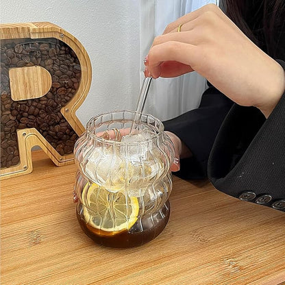 Ribbed Glassware Water Tumbler, Stripe Bubble Glasses Tumbler, Aesthetic Ripple - Image 5