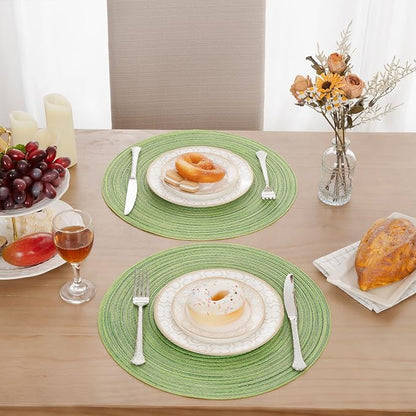SHACOS Round Placemats Set of 4 Round Table Placemats Braided Cotton Place Mats - Image 9